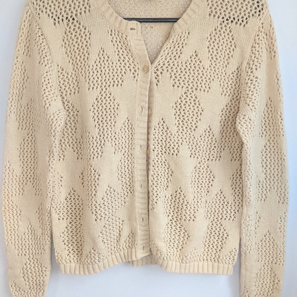 Vintage 2000s Star Patterned Crochet Cardigan - Picture 4 of 11